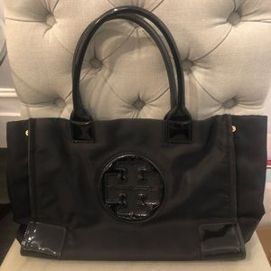 Tory Burch Ella Nylon Medium Tote Black.